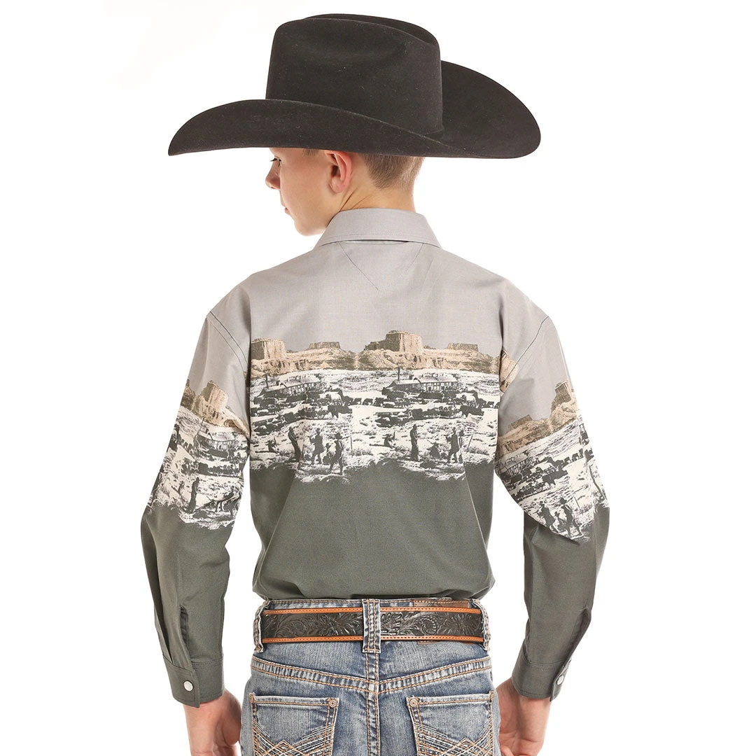 Panhandle Boys' Scenic Border Print Shirt 4 Panhandle Boys' Scenic Border Print Shirt - Image 2