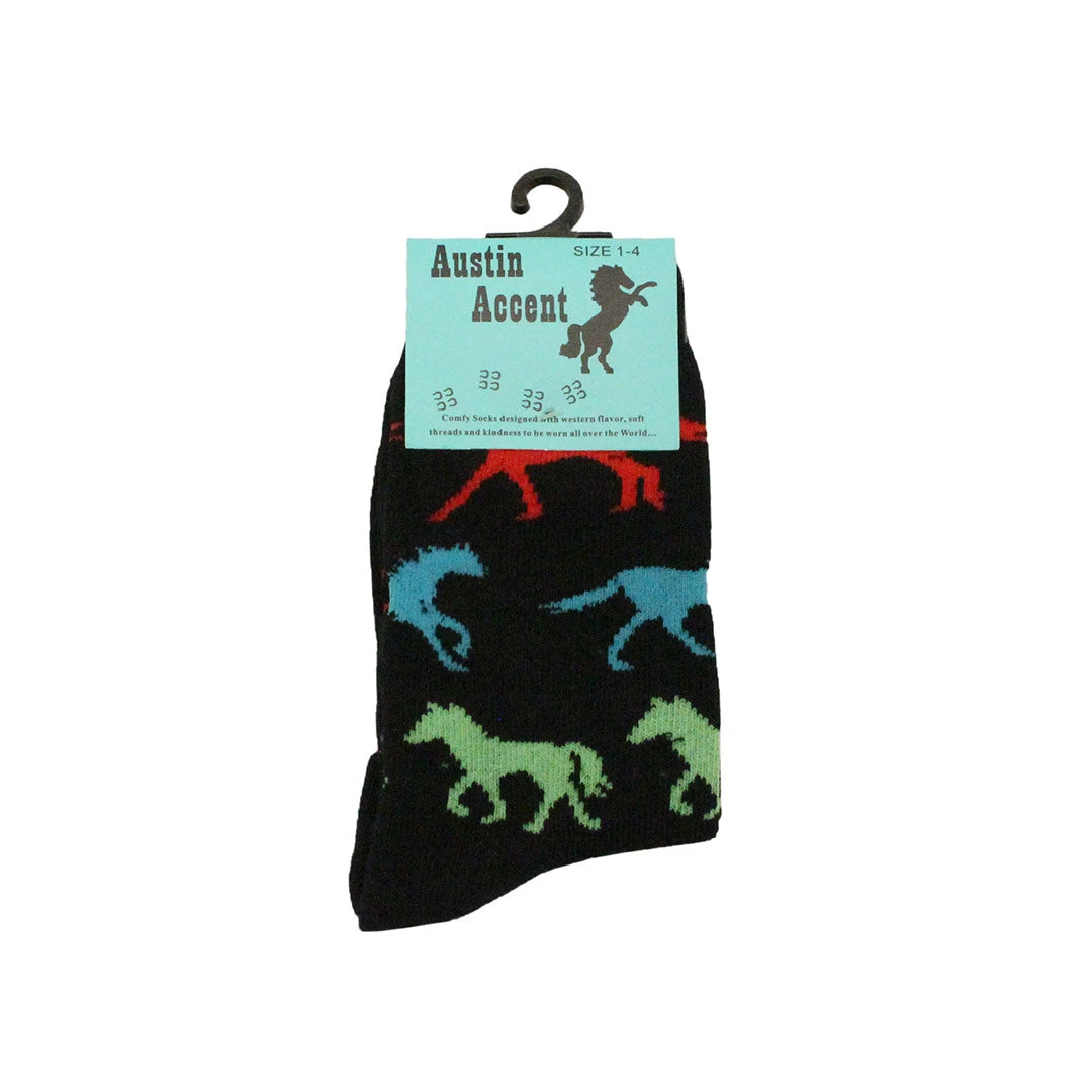Austin Accent Kids' Multi Color Horse Sock 3 Austin Accent Kids' Multi Color Horse Sock