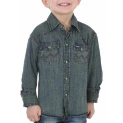 Wrangler Boys' Western Denim Snap Work Shirt