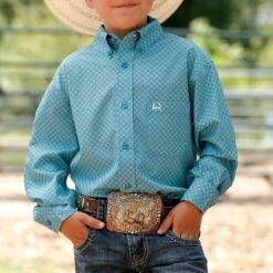 Cinch Boys' ArenaFlex Geometric Print Button-Down Shirt -Wrangler || Schleich || ROPER Shop cinch boys arenaflex geometric print button down shirt