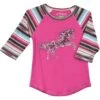 Cowgirl Hardware Girls' Baby/Toddler Horse Baseball T-shirt 2 Cowgirl Hardware Girls' Baby/Toddler Horse Baseball T-shirt -Wrangler || Schleich || ROPER Shop cowgirl hardware girls baby toddler horse baseball t shirt
