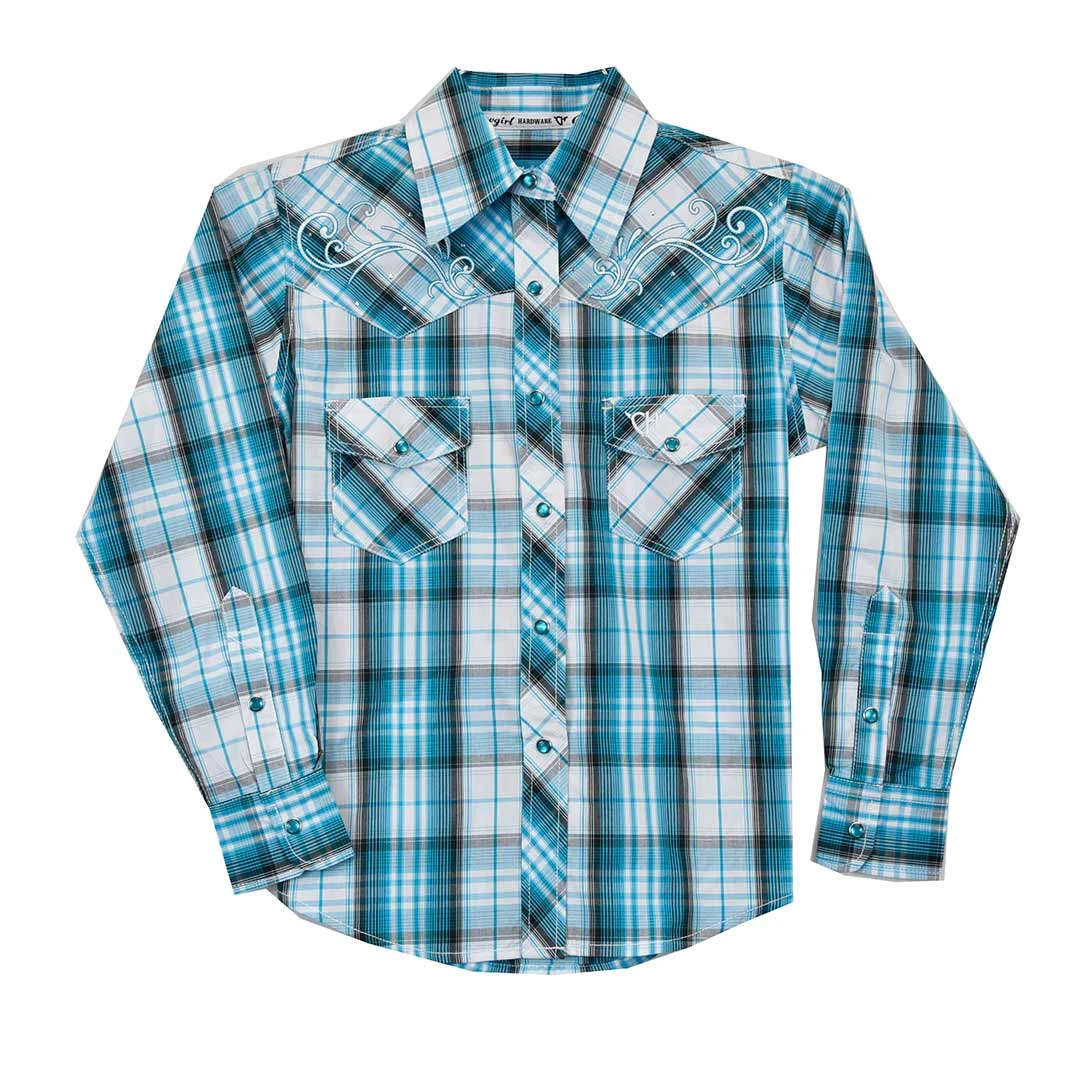 Cowgirl Hardware Girls' Plaid Print Snap Shirt 3 Cowgirl Hardware Girls' Plaid Print Snap Shirt