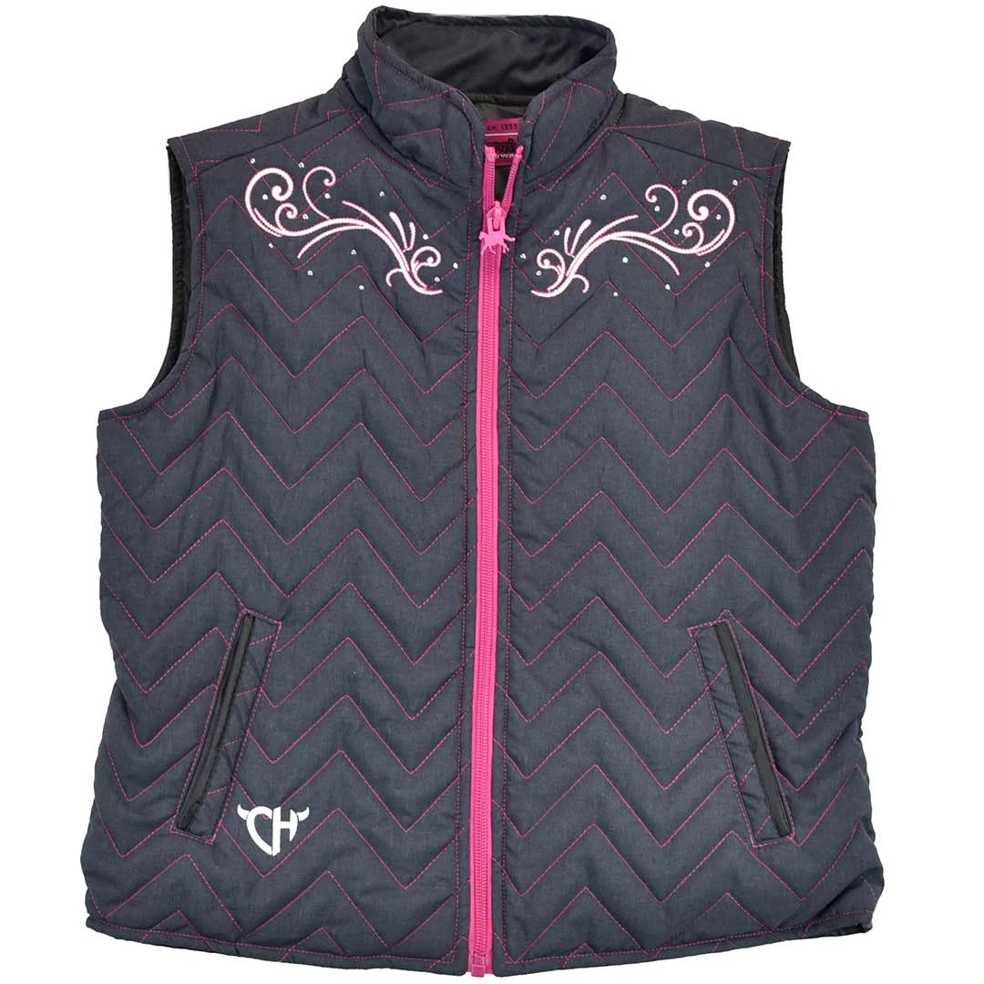 Cowgirl Hardware Girls' Swirl Pattern Quilted Vest 3 Cowgirl Hardware Girls' Swirl Pattern Quilted Vest