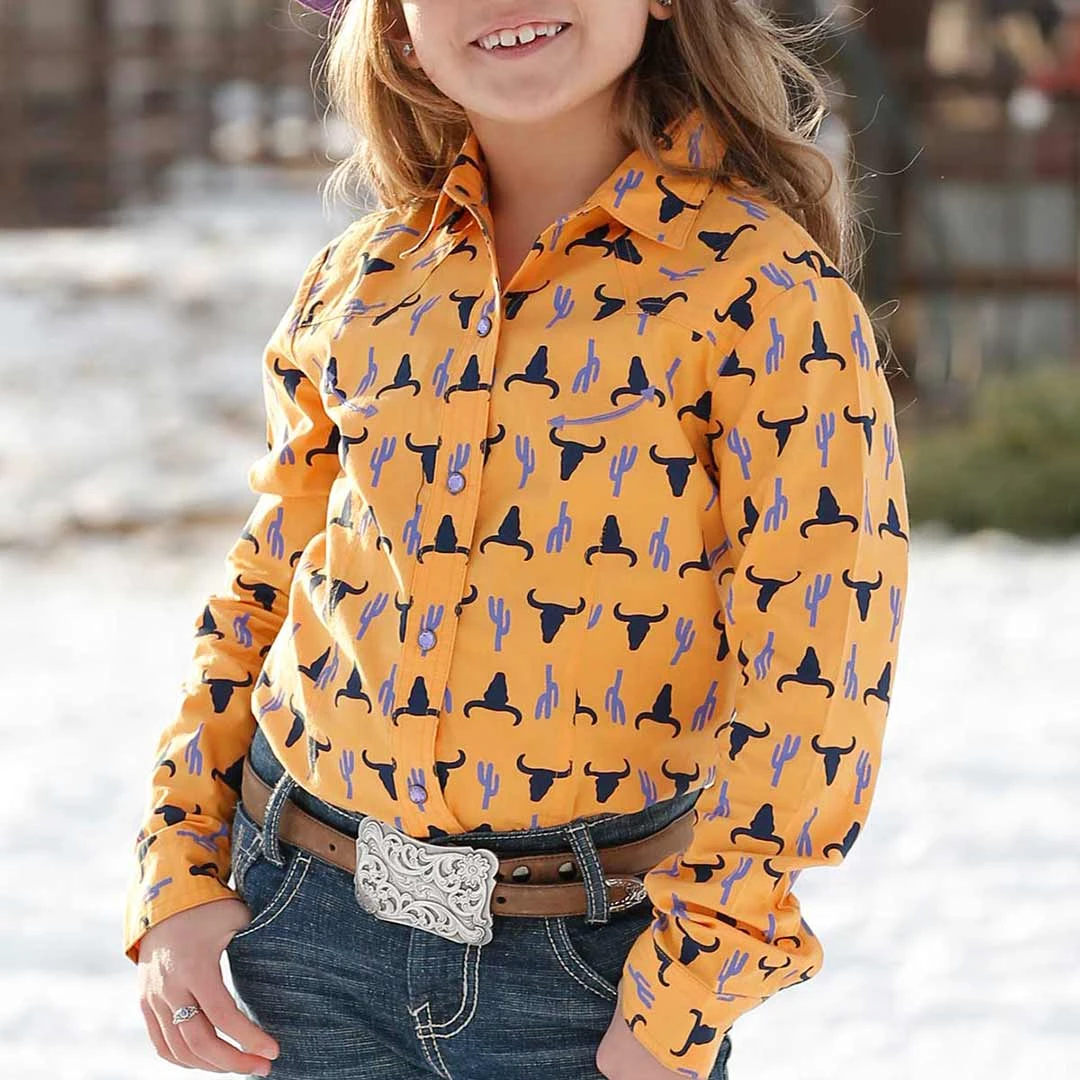 Cruel Denim Girls' Steer Head Print Snap Shirt 4 Cruel Denim Girls' Steer Head Print Snap Shirt - Image 2