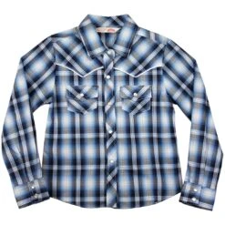Cumberland Outfitters Girls' Ombre Plaid Snap Shirt