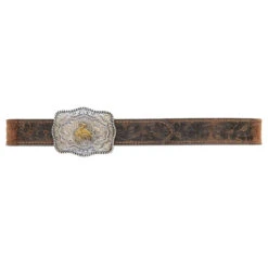 AndWest Boys' Tooled Leather Belt With Buckin' Bronc Buckle