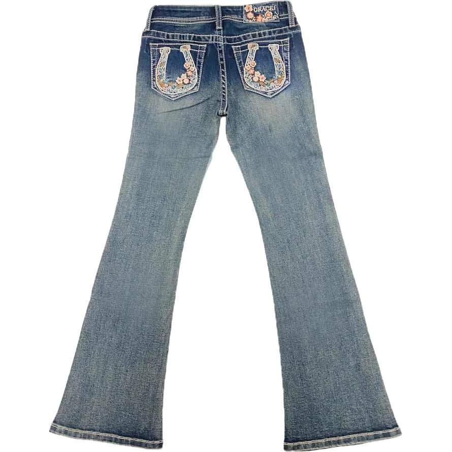 Grace In LA Girls' Horseshoe Bootcut Jeans 3 Grace In LA Girls' Horseshoe Bootcut Jeans
