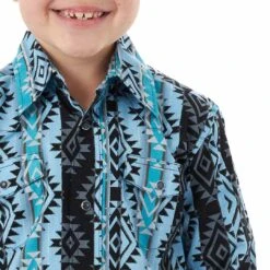 Wrangler Boys' Checotah Desert Print Snap Shirt -Wrangler || Schleich || ROPER Shop img24659 wrangler boy s checotah desert print snap shirt