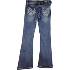 Grace In La Girls' Butterfly Floral Bootcut Jeans