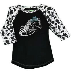 Cowgirl Hardware Girls' Floral Horse Baseball T-Shirt