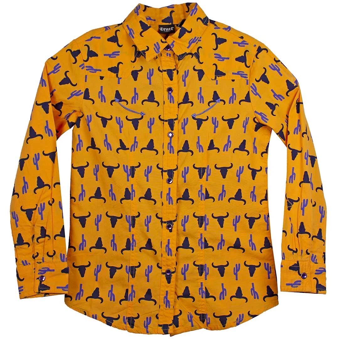 Cruel Denim Girls' Steer Head Print Snap Shirt 3 Cruel Denim Girls' Steer Head Print Snap Shirt