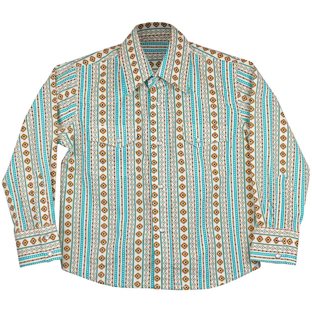 Cowboy Legend Boys' Aztec Stripe Snap Shirt 3 Cowboy Legend Boys' Aztec Stripe Snap Shirt