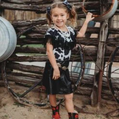 Shea Baby Infant Girls' Cow Print With Fringe Onesie 5 Shea Baby Infant Girls' Cow Print With Fringe Onesie -Wrangler || Schleich || ROPER Shop img69256 shea baby infant girls cow print with fringe onesie