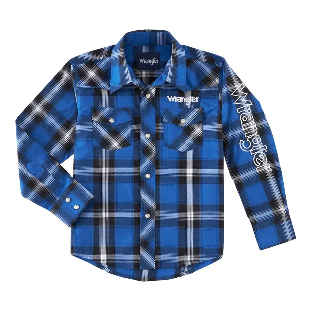 Wrangler Boys' Logo Plaid Snap Shirt 3 Wrangler Boys' Logo Plaid Snap Shirt