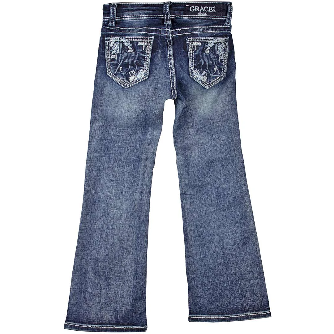 Grace In La Little Girls' Horse Embellished Bootcut Jeans 3 Grace In La Little Girls' Horse Embellished Bootcut Jeans
