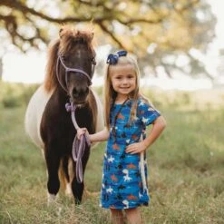 Shea Baby Toddler Girls' Blue Running Horse Dress 7 Shea Baby Toddler Girls' Blue Running Horse Dress -Wrangler || Schleich || ROPER Shop img74957 shea baby toddler girls blue running horse dress