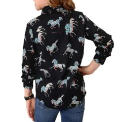 Roper Girls' Pastel Horse Print Snap Shirt -Wrangler || Schleich || ROPER Shop img75332 roper girls pastel horse print snap shirt