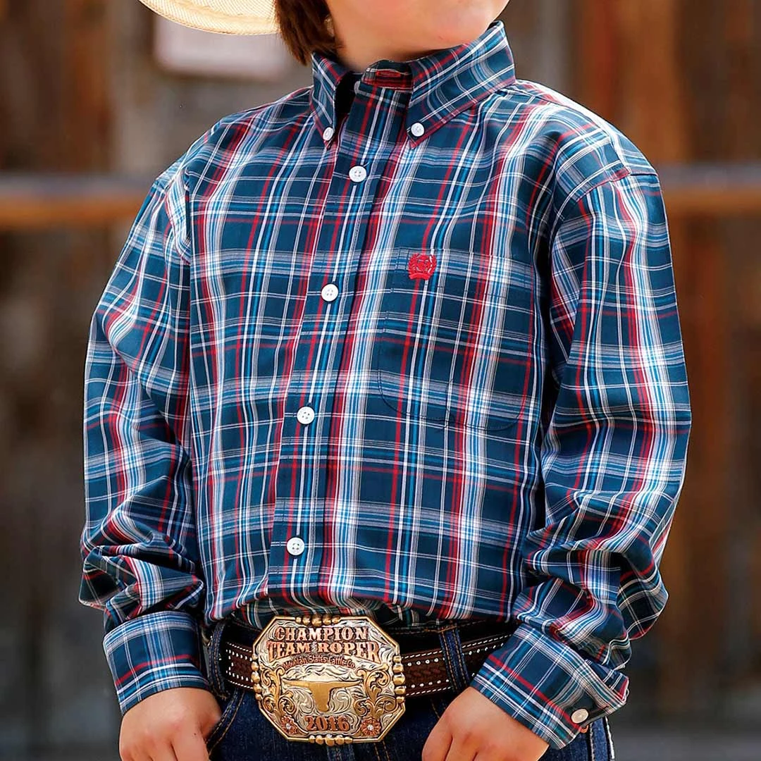 Cinch Boys' Match Dad Plaid Button-Down Shirt 4 Cinch Boys' Match Dad Plaid Button-Down Shirt - Image 2