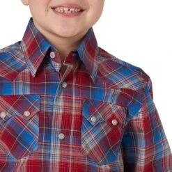 Wrangler Boys' Retro Sawtooth Plaid Snap Shirt 8 Wrangler Boys' Retro Sawtooth Plaid Snap Shirt -Wrangler || Schleich || ROPER Shop img99886 wrangler boys retro sawtooth plaid snap shirt