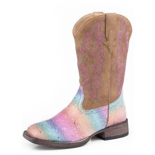 Roper Girls' Glitter Rainbow Cowgirl Boots 3 Roper Girls' Glitter Rainbow Cowgirl Boots