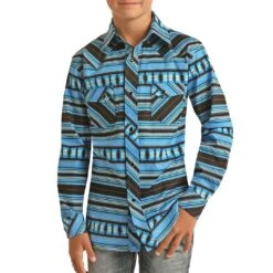 Rock & Roll Cowboy Boys' Aztec Print Snap Shirt