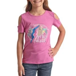 Rock & Roll Cowgirl Girls' Stay Wild Cold Shoulder T-shirt