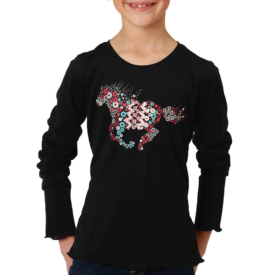 Roper Girls' Abstract Horse Graphic T-shirt 3 Roper Girls' Abstract Horse Graphic T-shirt