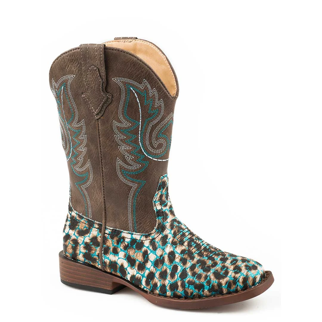 Roper Girls' Glitter Leopard Square Toe Cowgirl Boots 4 Roper Girls' Glitter Leopard Square Toe Cowgirl Boots - Image 2
