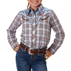 Roper Girls' Fancy Yoke Plaid Snap Shirt