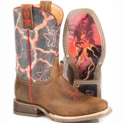 Tin Haul Boys' Beware Of Lava Cowboy Boots -Wrangler || Schleich || ROPER Shop tin haul boys beware of lava cowboy boots