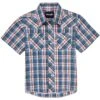 Wrangler Boy's Short Sleeve Plaid Snap Shirt -Wrangler || Schleich || ROPER Shop wrangler boy s short sleeve plaid snap shirt