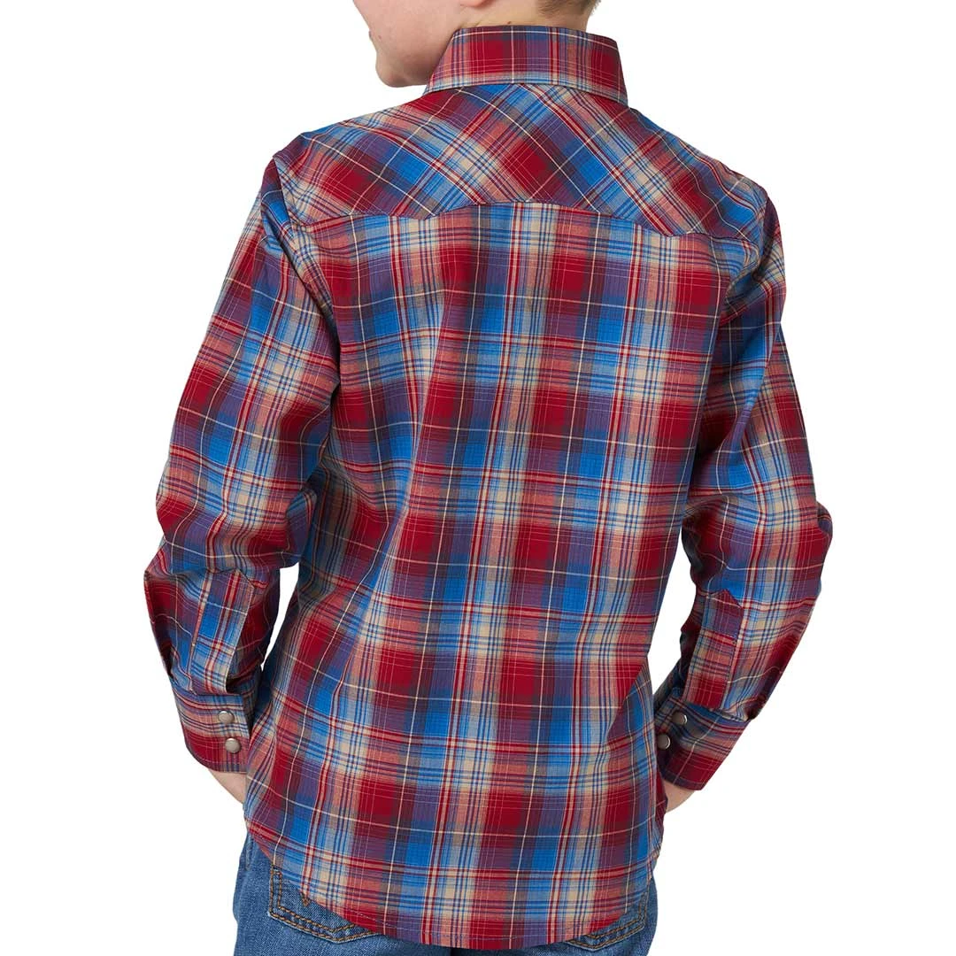Wrangler Boys' Retro Sawtooth Plaid Snap Shirt 4 Wrangler Boys' Retro Sawtooth Plaid Snap Shirt - Image 2