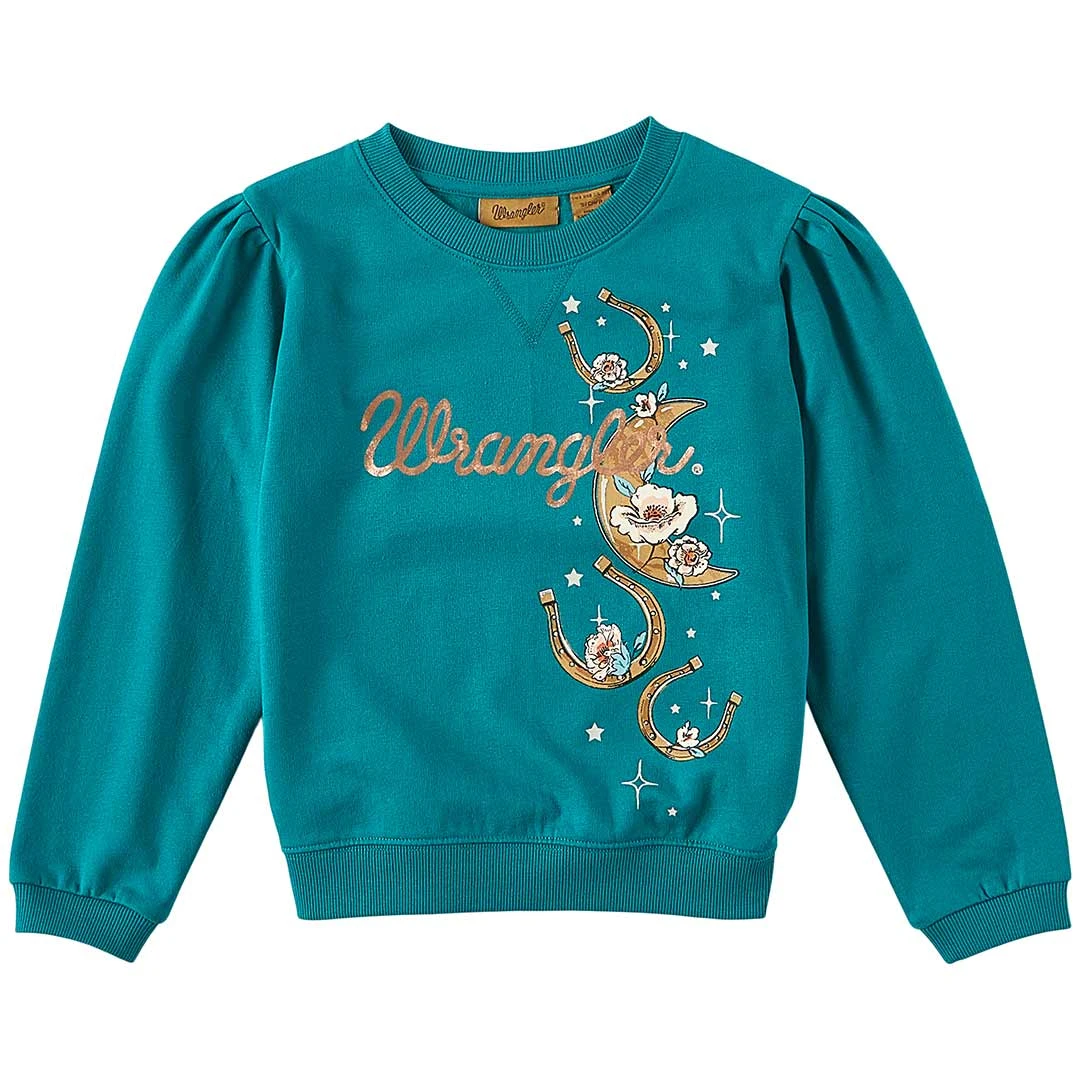Wrangler Girls' Moon Graphic Puff Sleeve Sweatshirt 3 Wrangler Girls' Moon Graphic Puff Sleeve Sweatshirt